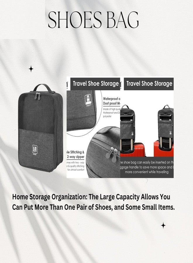 MobFest Shoe Bag Polyester Pouch 3 in 1 Large Capacity Waterproof Durable Breathable Organizer Holder for Travel, Business Trips, Gym, Multi-Functional, Convenient to Carry Grey - Image 4